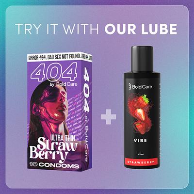 404 by Bold Care Ultra Thin Strawberry Flavoured Condoms 60 Microns 10's - Plain/Flavoured Condoms