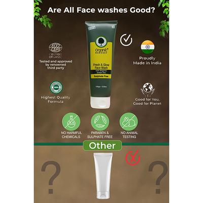Organic Harvest Fresh & Glow Face Wash - Organic Green Tea 100 gm - Face Wash & Cleansers
