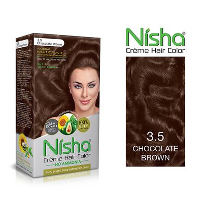 Nisha Creme Hair Color - 3.5 Chocolate Brown 60 gm - Crème