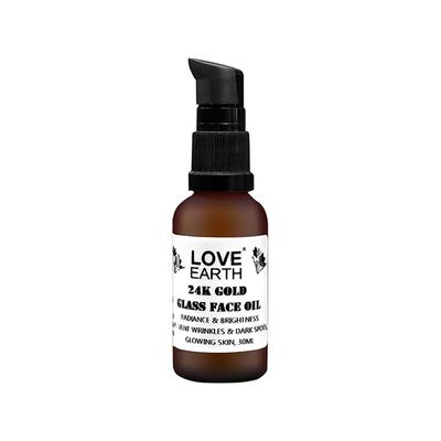 Love Earth 24K Gold Glass Face Oil for Skin Brightening, Pigmentation, Anti-Aging 30 ml - Face Serum