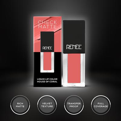 RENEE Check Matte Liquid Lip Color - House of Coral 2.5 ml - Liquid Lipsticks