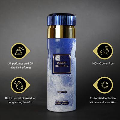 RiiFFS Desert Blue Oud Deodorant For Men, Perfume Body Spray 200 ml - Men Deodorants/Roll-Ons