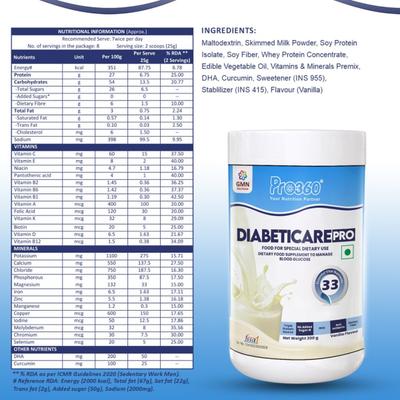 Pro360 Diabeticare Pro Protein Powder - Vanilla Flavour (Jar) 200 g - Diabetes (Fitness)
