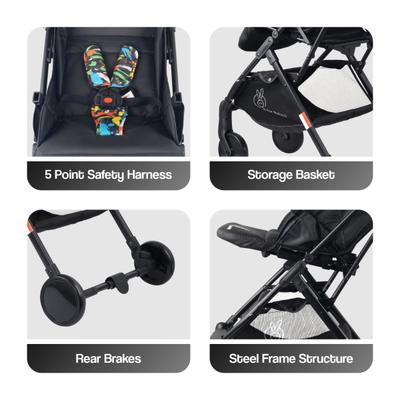 R for Rabbit Pocket Stroller Lite Stroller - Black & Muliti colour 1's - Baby Safety