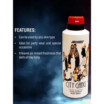 Archies City Gang Body Spray - Pack of 4 x 175 ml - Women Perfumes (Edt/Edp)