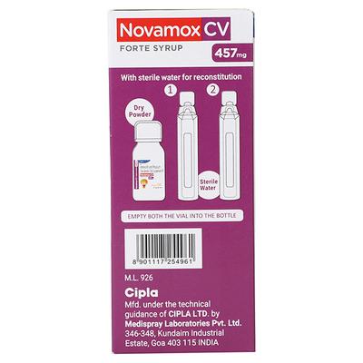 NOVAMOX CV FORTE TANGY ORANGE FLAVOUR 457mg Syrup 60ml - Bacterial Infections-Pen