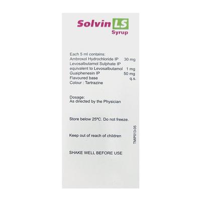 SOLVIN LS SUGAR FREE Syrup 100ml - Cough And Cold-Cou