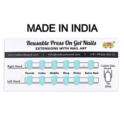 Nails On Board Handmade Press On Gel Nails- Pastle Aqua Blue Small 50 gm - Nail Care