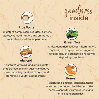 Globus Naturals Radiance Rice Face Wash, Enriched with Green Tea, for Skin Brightening, Suitable for All Skin Types, 75gm 75 gm - Face Wash & Cleansers