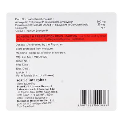 NOVAMENTIN 625 Tablet 6's - Bacterial Infections-Pen