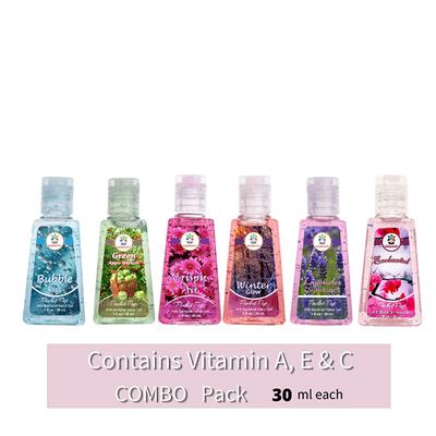 Bloomsberry Hand Sanitizer Combo Pack 30 ml (Bubble Kiss + Crispy Air + Enchanted + Winter Glow + Green Apple + Lavendar) - Hand Sanitizer