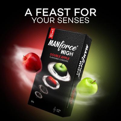 Manforce High Ultra Thin Condoms - Double Apple Flavoured 10's - Plain/Flavoured Condoms