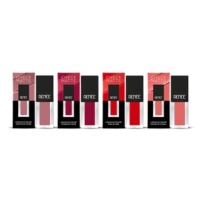 RENEE Check Matte Liquid Lip Color - (Combo Of 4) 10 ml - Liquid Lipsticks