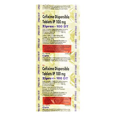 Ziprax DT 100mg Tablet 10'S - Bacterial Infections-Cep