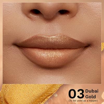 Pilgrim Glitter Lipstick Dubai Gold-03 Luxurious 3-D Glitter Formula With Matte Finish Tranparent 4.2 g - Lipsticks