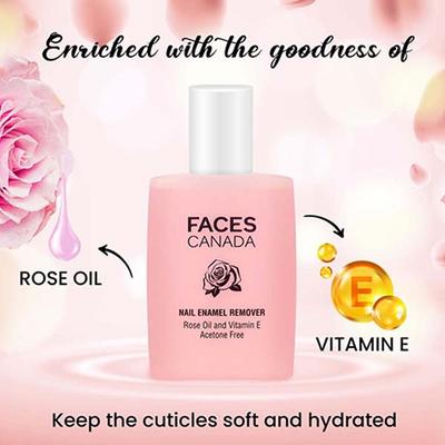 Faces Canada Nail Enamel Remover, Soft and Hydrated Cuticles, Gentle Nail Polish Remover 90 ml - Nail Polish Remover