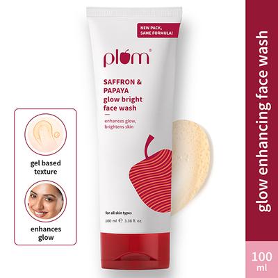 Plum Saffron Papaya Glow Bright Face Wash Enhances Glow Brightens Skin 100 ml - Face Washes