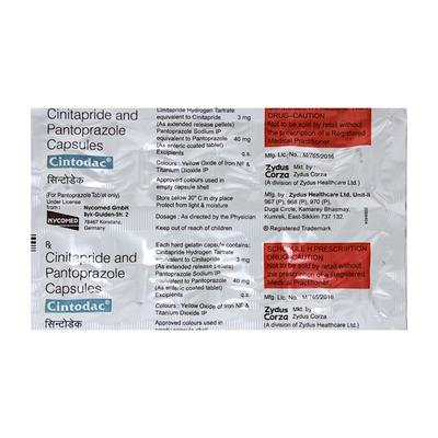 Cintodac Capsule 10'S - Ulcer/Reflux/Flatulence-Aaa