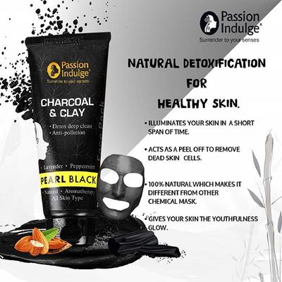Passion Indulge Peal Black CHARCOAL & CLAY Face Mudd For Detox and Anti-Pollution 100M - Face Packs