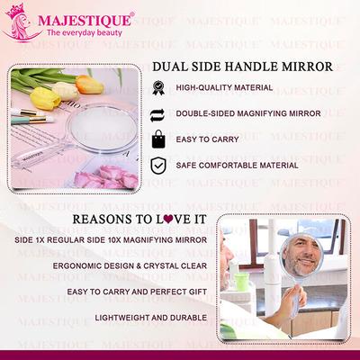 Majestique Dual Side Large Handheld Mirror, 1X/10X Magnifying Mirror - Multicolor 1's - Mirror