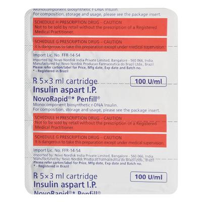 Novorapid 100IU Penfill Cartridge 1X3ml - Diabetes-Ins