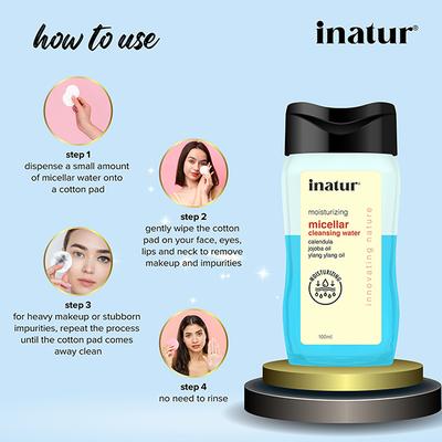 Inatur Micellar Cleansing Water - Jojoba Oil 100 ml - Face Wash & Cleansers