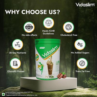 Vidaslim High Protein Meal Replacement for Weight Management Powder Jar - Caffe Latte Flavour 400 g - Weight Loss