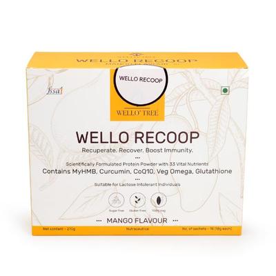 WelloTree Wello Recoop Protein Powder - Mango Flavour (Pack Of 15 x 18g) 1s - Protein Drink