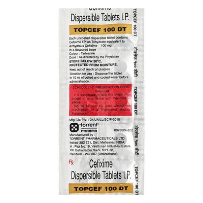 Topcef DT 100mg Tablet 10'S - Bacterial Infections-Cep