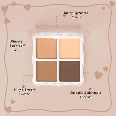 Matt Look Show it off Contour & Highlighter Combo Palette, All-In-1 Face Makeup Kit, Chestnut-02 18 gm - Contour