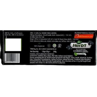 Dabur Herbal Activated Charcoal Whitening Toothpaste (Pack of 2 x 120 gm) - Toothpaste