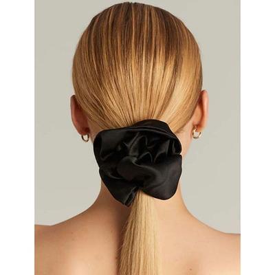 Mueras XL Silk Satin Scrunchie Black 1's - Hair Clips/Bands