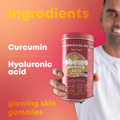 Bold Care Glowing Skin Gummies with Hyaluronic Acid, Vitamin D3, Curcumin- 60 Gummies 1's - Hair & Skin