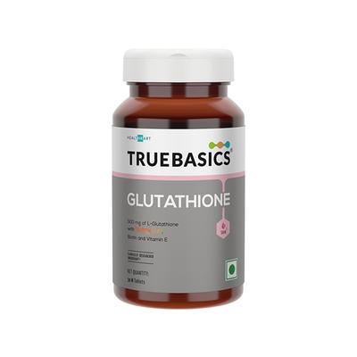Truebasics Glutathione with Nutroxsun, Biotin and Vitamin E, for Healthy And Youthful Skin, Clinically Researched Ingredients, 30 Glutathione Tablets 1's - Hair & Skin