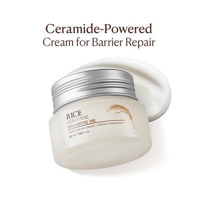 The Face Shop Rice & Ceramide Moisturizing Cream - Korean Day Cream for Barrier Repair & Glow 50 ml - Face Moisturizers