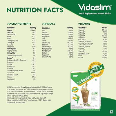Vidaslim Meal Replacement Protein Health Shake Powder - Caffe Latte (Refill Pack) 500 g - Protein Drink