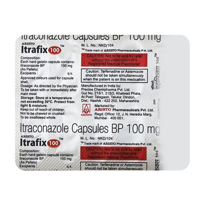 ITRAFIX 100mg Capsule 8's - Fungal Infections-Anf