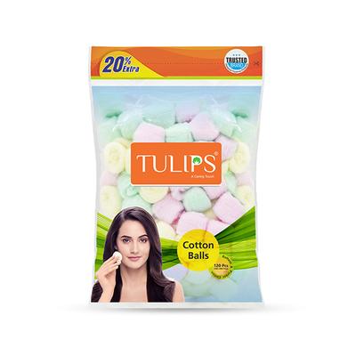 Tulips Cotton Color Balls Bag 120's - Cotton Buds & Balls