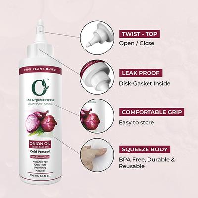 Organic Forest 100% VEGAN, Pure and Chemical-Free Onion Oil for Hair Regrowth and Hair Fall Control 100 ml - Hair Oils