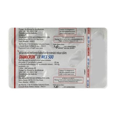 Diamicron XR MEX 60/500 Tablet 14'S - Diabetes-Ant