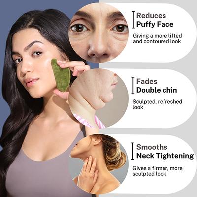 House of Beauty Jade Guasha Kit For Double Chin, Jawline, Cheek Bones & Nose Contouring (3 Pcs) 1's - Face Oils