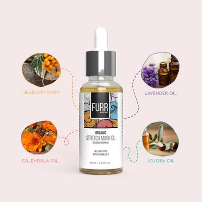 FURR By Pee Safe Organic Stretch Mark Oil with the Goodness of Seabuckthorn Oil, Vitamin E and Vitamin C 60 ml - Stretch Mark Cream