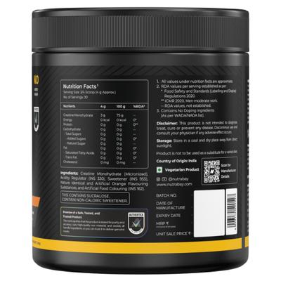 Nutrabay Gold Micronized Creatine Monohydrate Powder - Orange 120 g - Workout Essentials