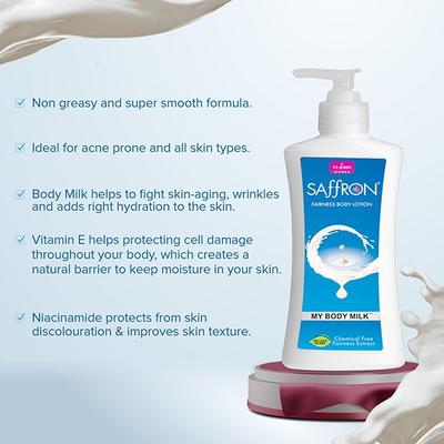 VI-John Saffron My Body Milk Fairnes Body Lotion for Men & Women 250 ml - Lotions & Creams