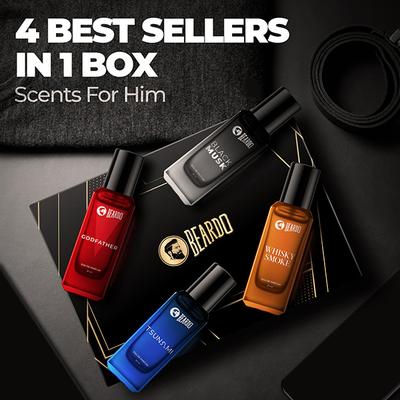Beardo Assorted Perfume for Men Whisky Smoke, Godfather, Tsunami and Black Musk 4 x 20ml 1's - Men Perfumes (Edt/Edp)