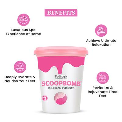 O3+ Pedilogix Scoop Bomb Pedicure with Bath Bomb for Soft & Moisturised Feet -100g+10ml 110 g - Scrubs & Exfoliants