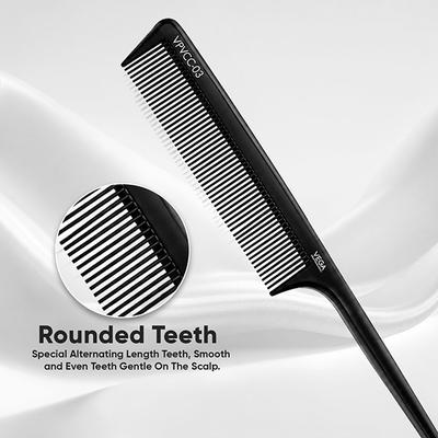 Vega Professional Tail Comb, Carbon Anti-Static Black Line Hair Comb For Men & Women, (Vpvcc-03) - Hair Combs