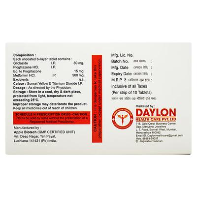 DAYCLAZIDE MP 80 Tablet 10's - Diabetes-Ant