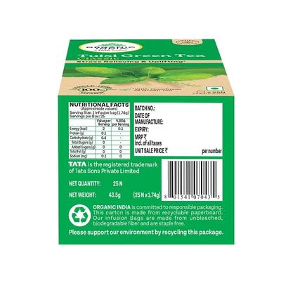 Organic India Tulsi Green Tea Bags - Classic 25's - Teas