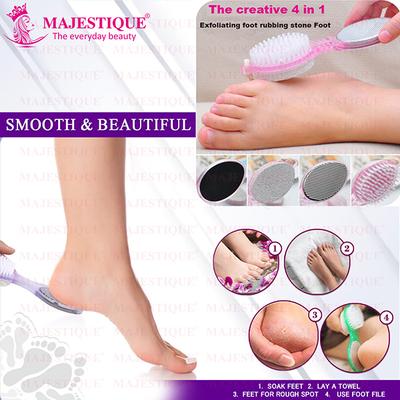 Majestique 4 in 1 Compact Foot Care for Legs - Foot Brush and Pedicure Tool - Color May Vary 1's - Manicure & Pedicure Kits
